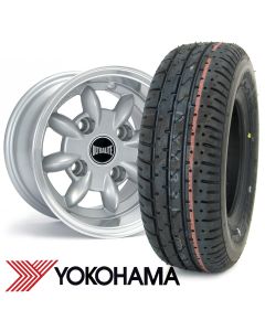 6" x 10" silver Ultralite alloy wheel and Yokohama A008 tyre package